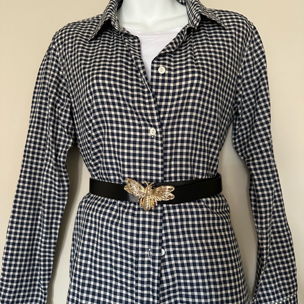 A.P.C. Rue Madame Paris Navy Checkered Casual Button Down Shirt